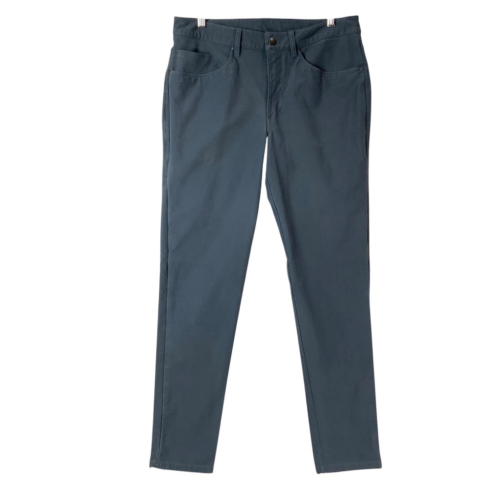 Lululemon ABC Dark Slate Blue Canvas Pants 32 Button Zip Fly Slim Fit Tapered